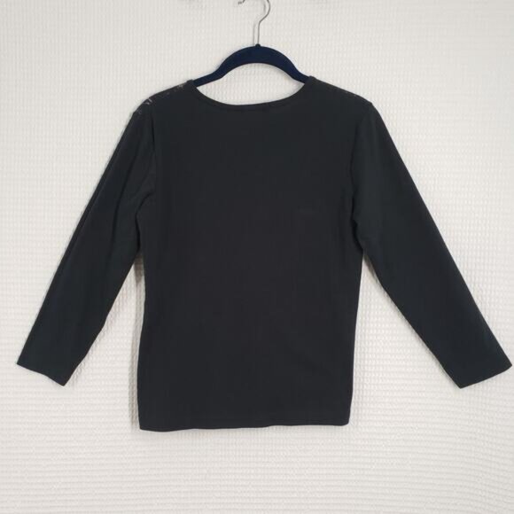 Vintage Susan Lawrence Shirt Womens Medium Black Goth Christmas Distressed Y2k - Picture 2 of 16